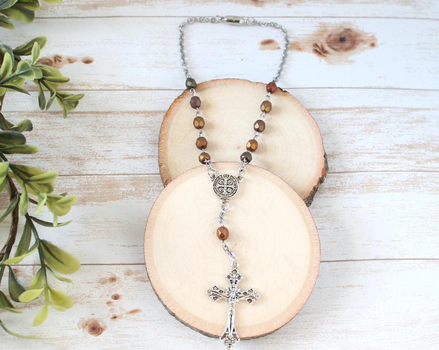 Metallic Glass Bead Magnetic Car Rosary