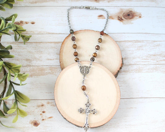 Metallic Glass Bead Magnetic Car Rosary