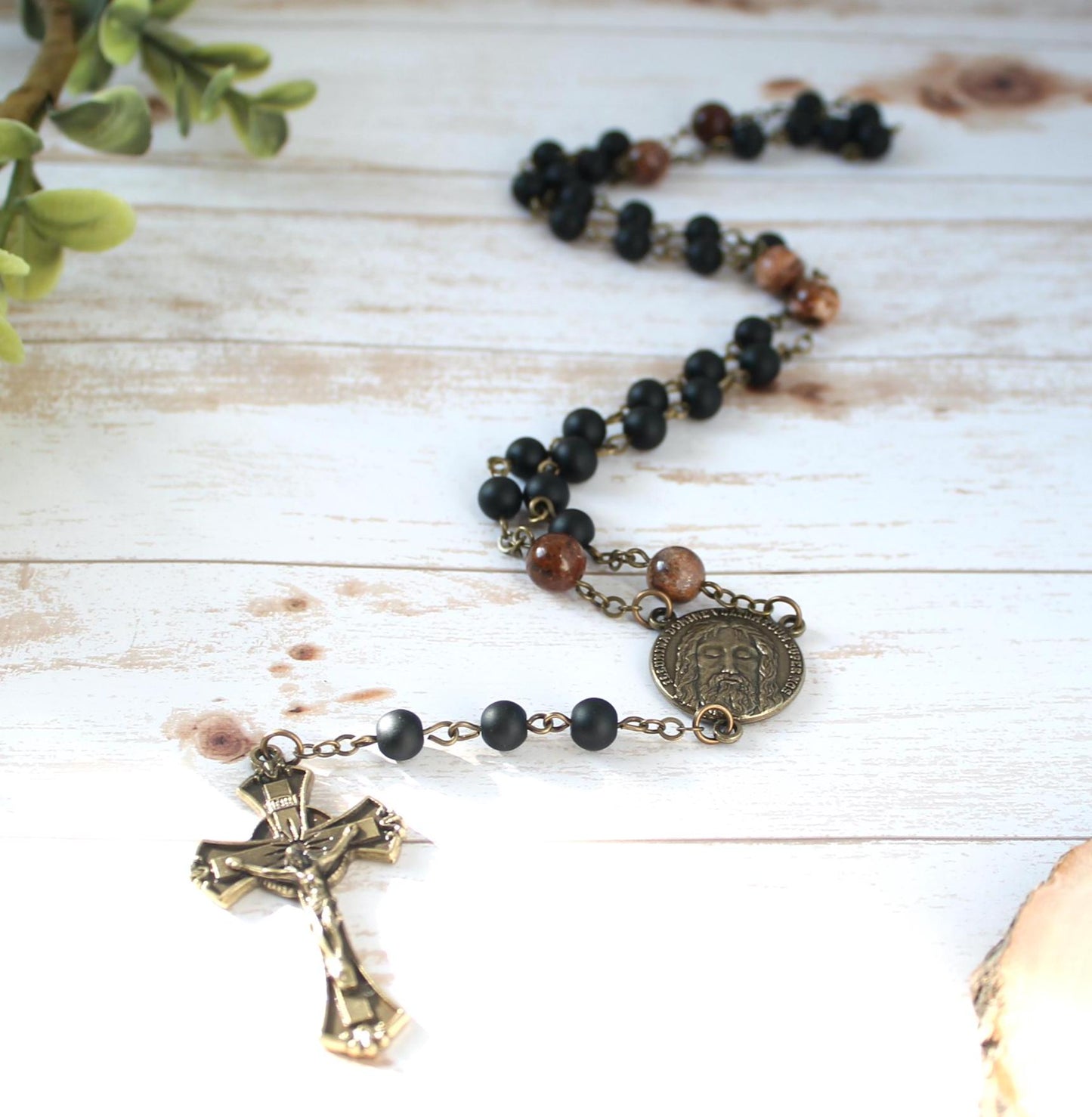 Onyx Matte Bead Holy Face of Jesus Chaplet