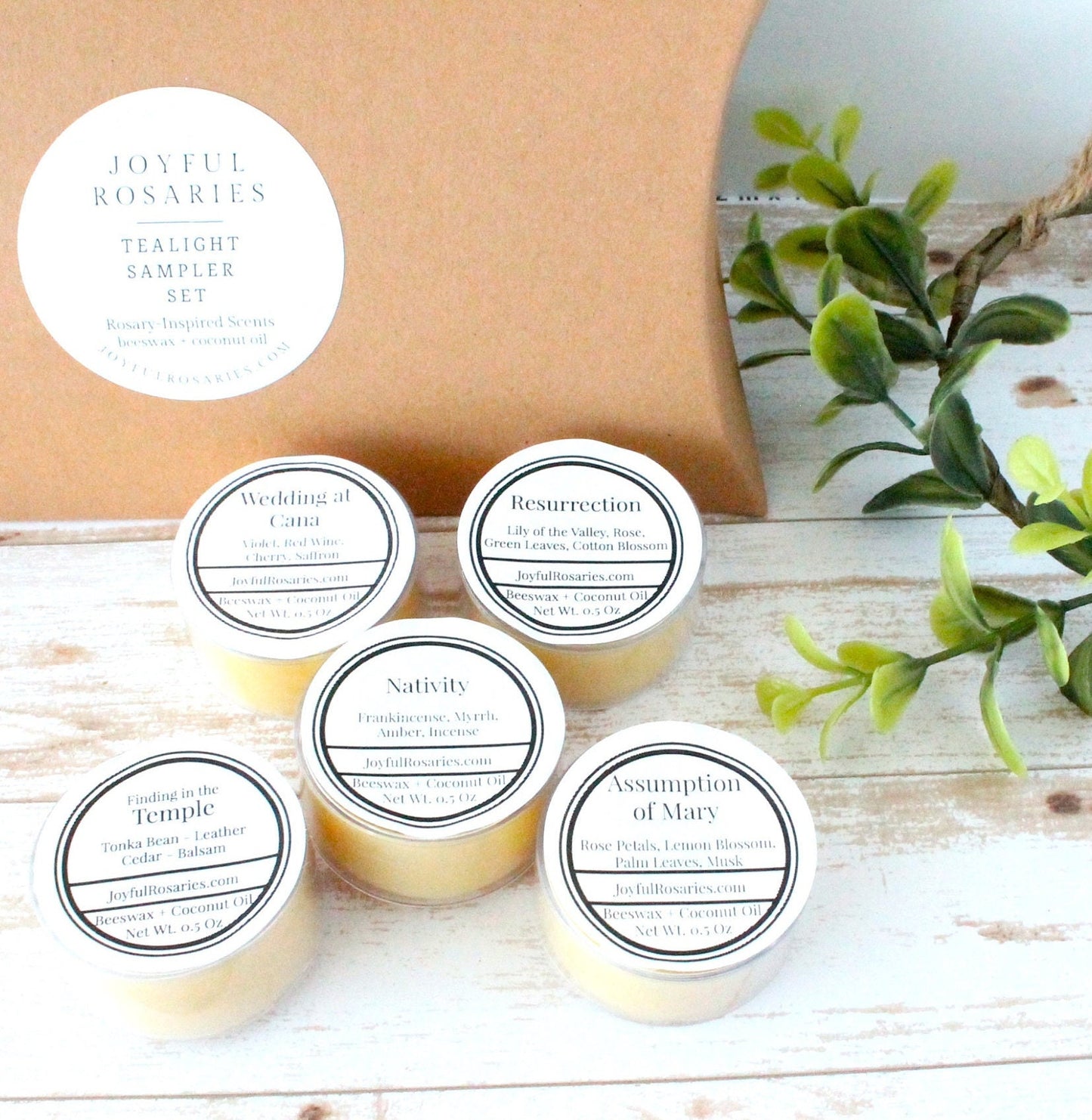 Rosary Beeswax Tealight Sampler Set
