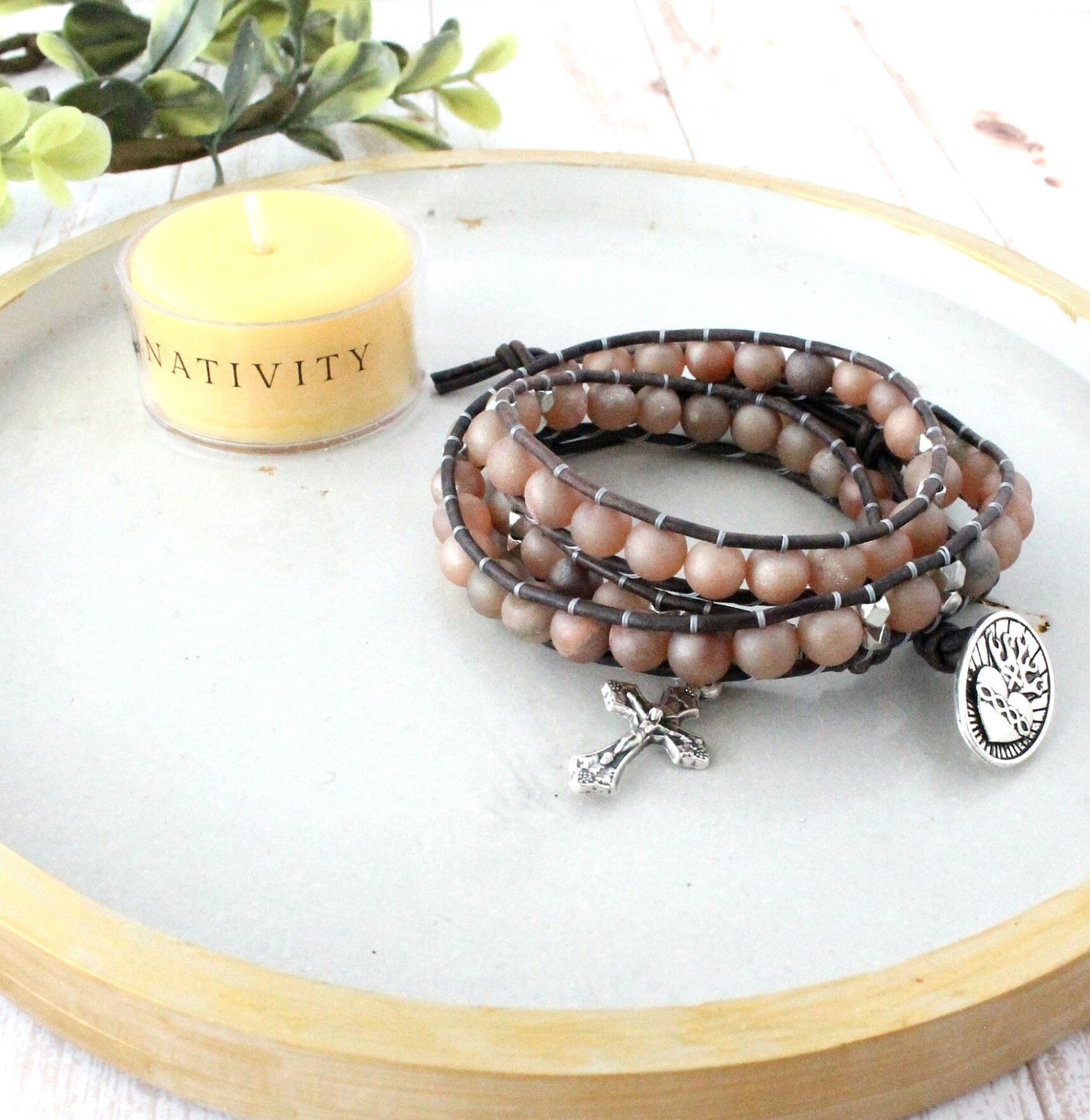 Druzy Agate Rosary Wrap Bracelet