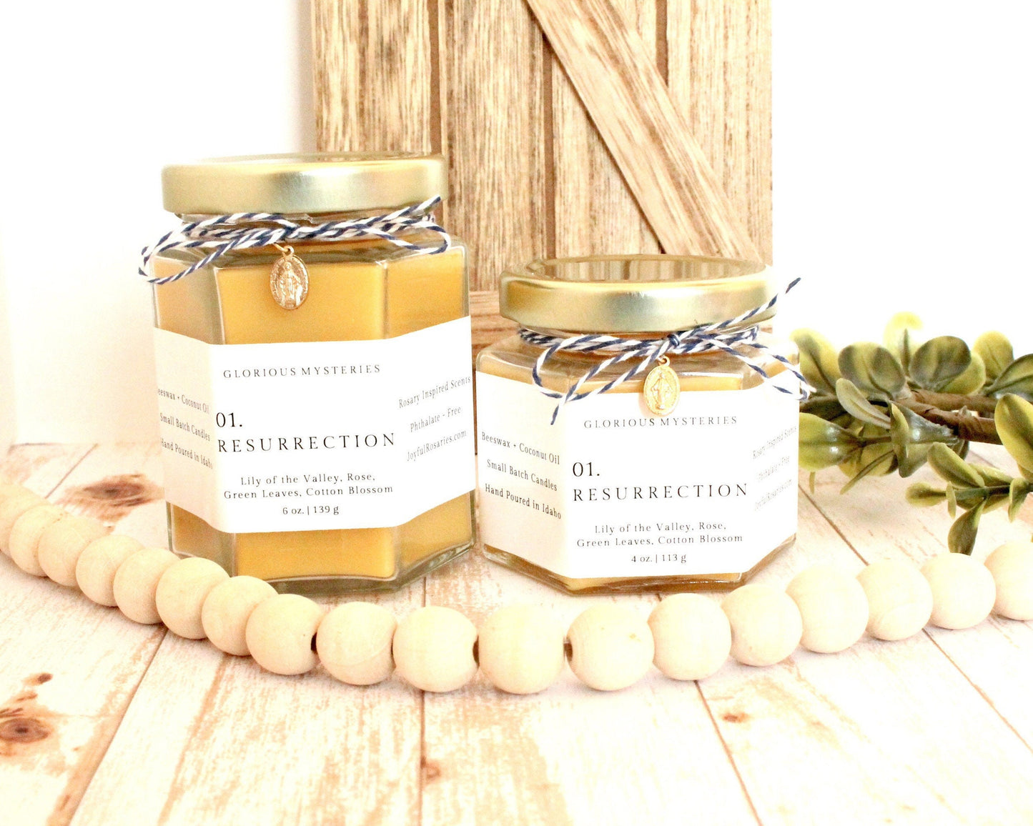 Resurrection of Jesus Rosary Candle