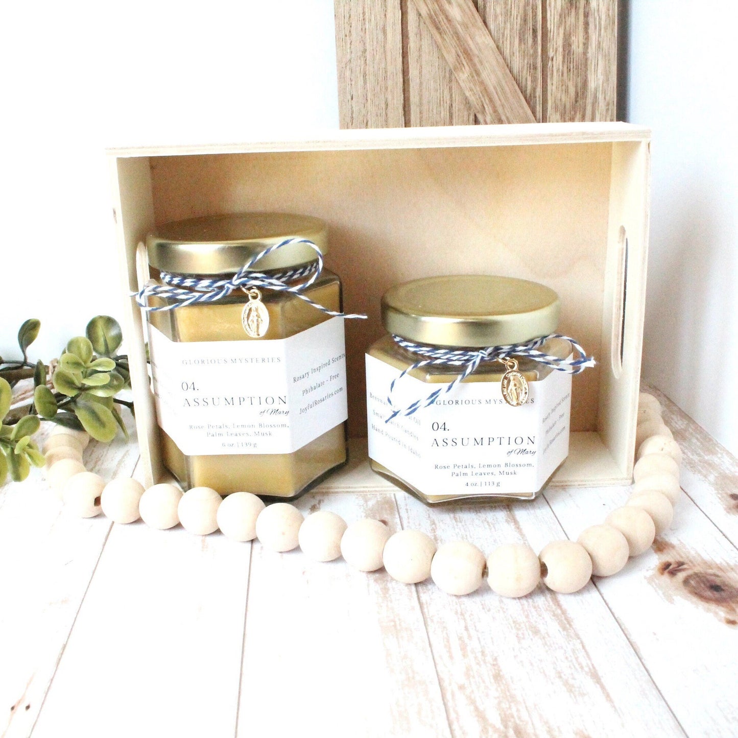 Assumption of Mary Rosary Candle