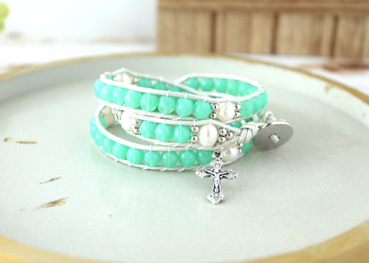 Czech Glass Rosary Wrap Bracelet