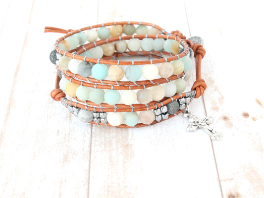 Amazonite Rosary Wrap Bracelet