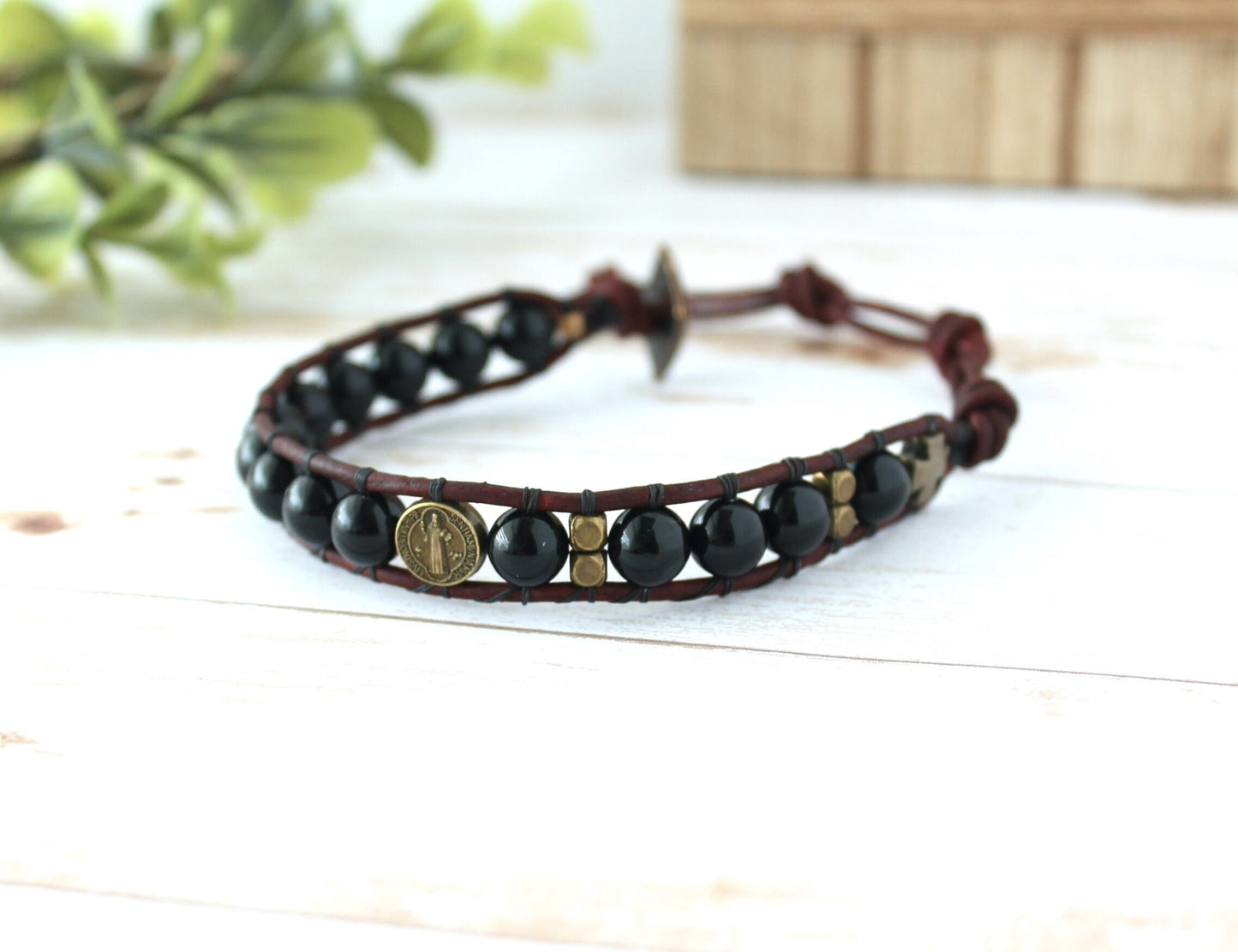 Onyx Gemstone Rosary Bracelet