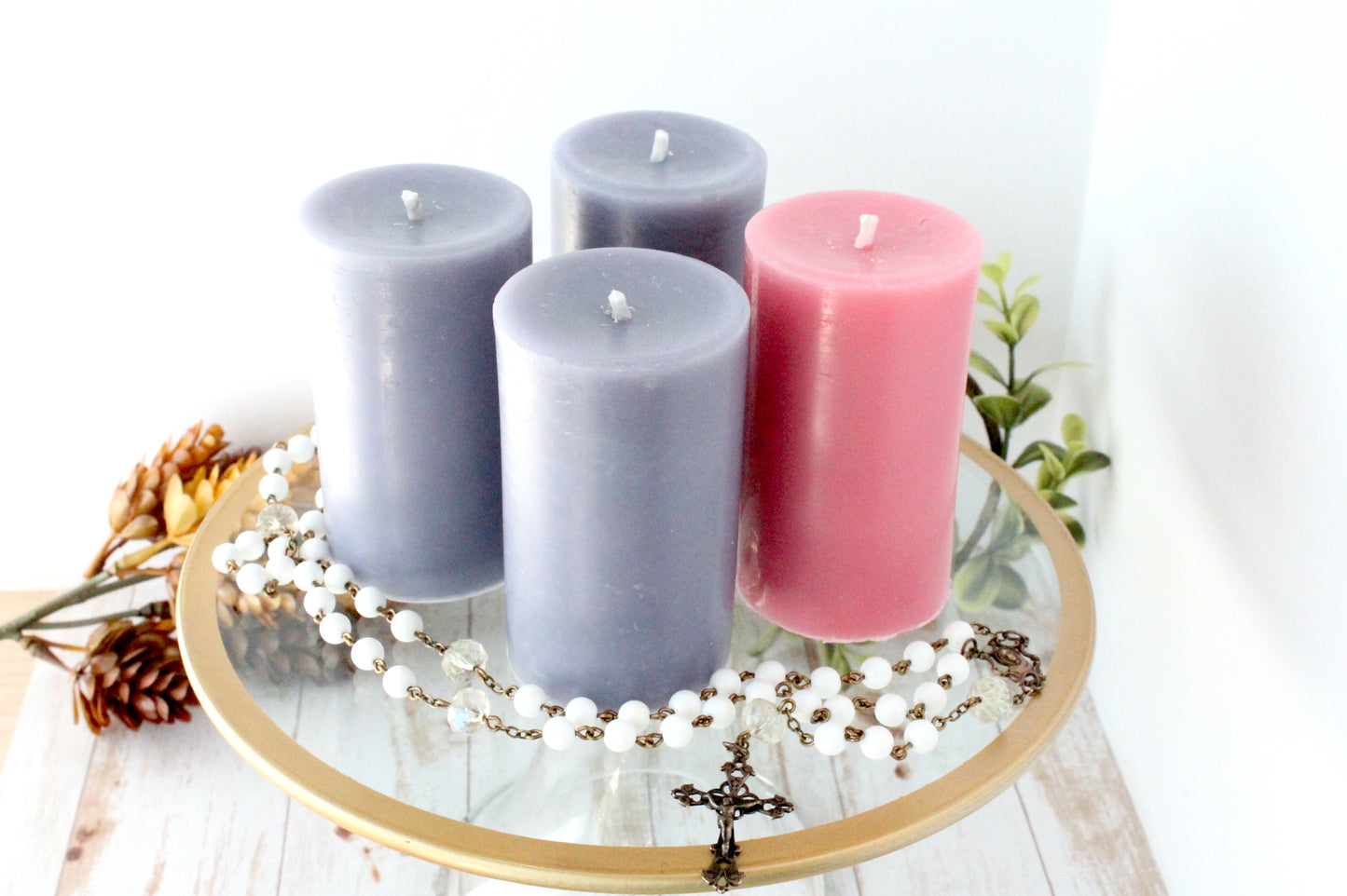 Advent Beeswax Small Pillar Candles