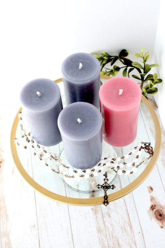 Advent Beeswax Small Pillar Candles
