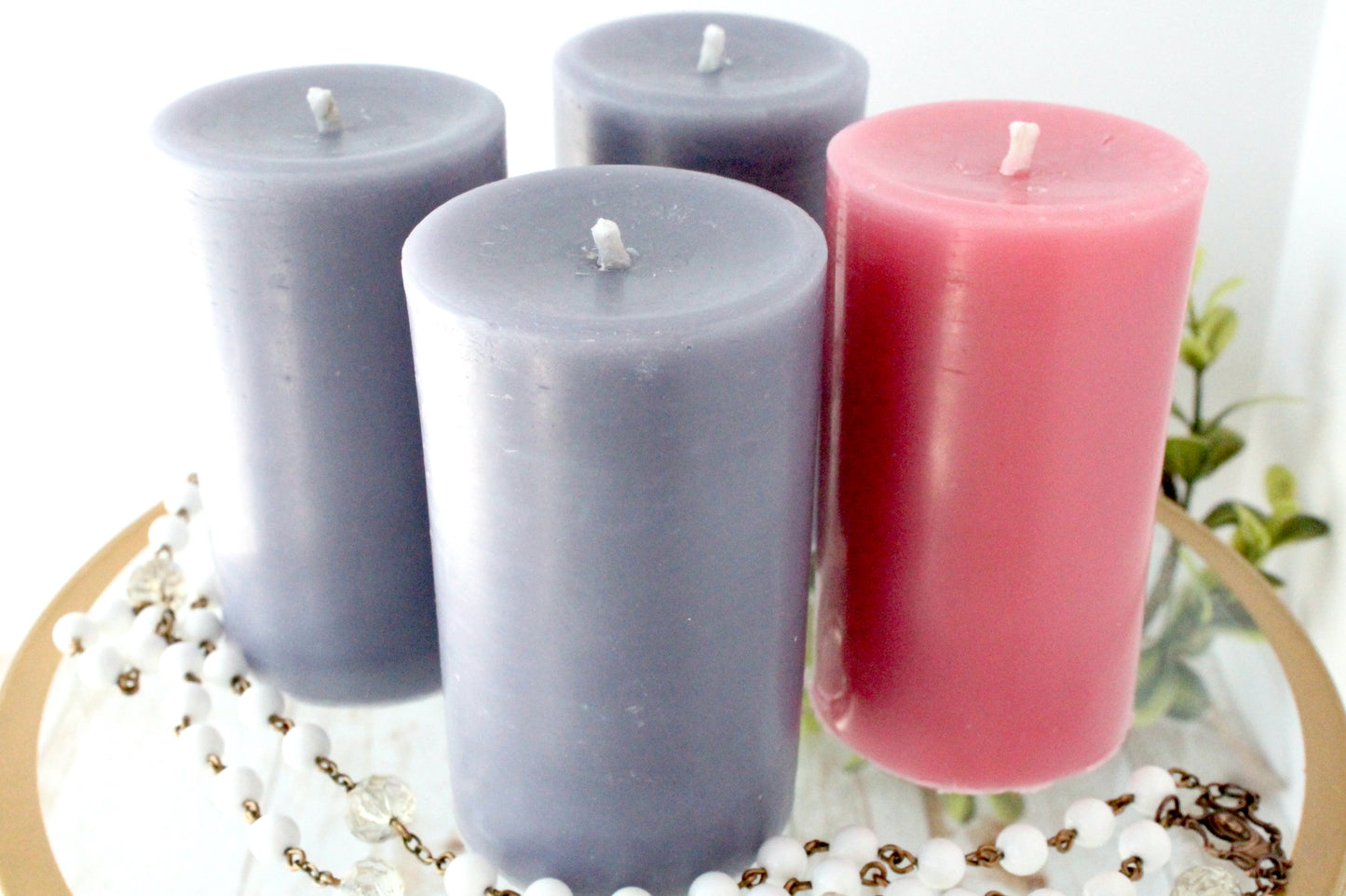 Advent Beeswax Small Pillar Candles