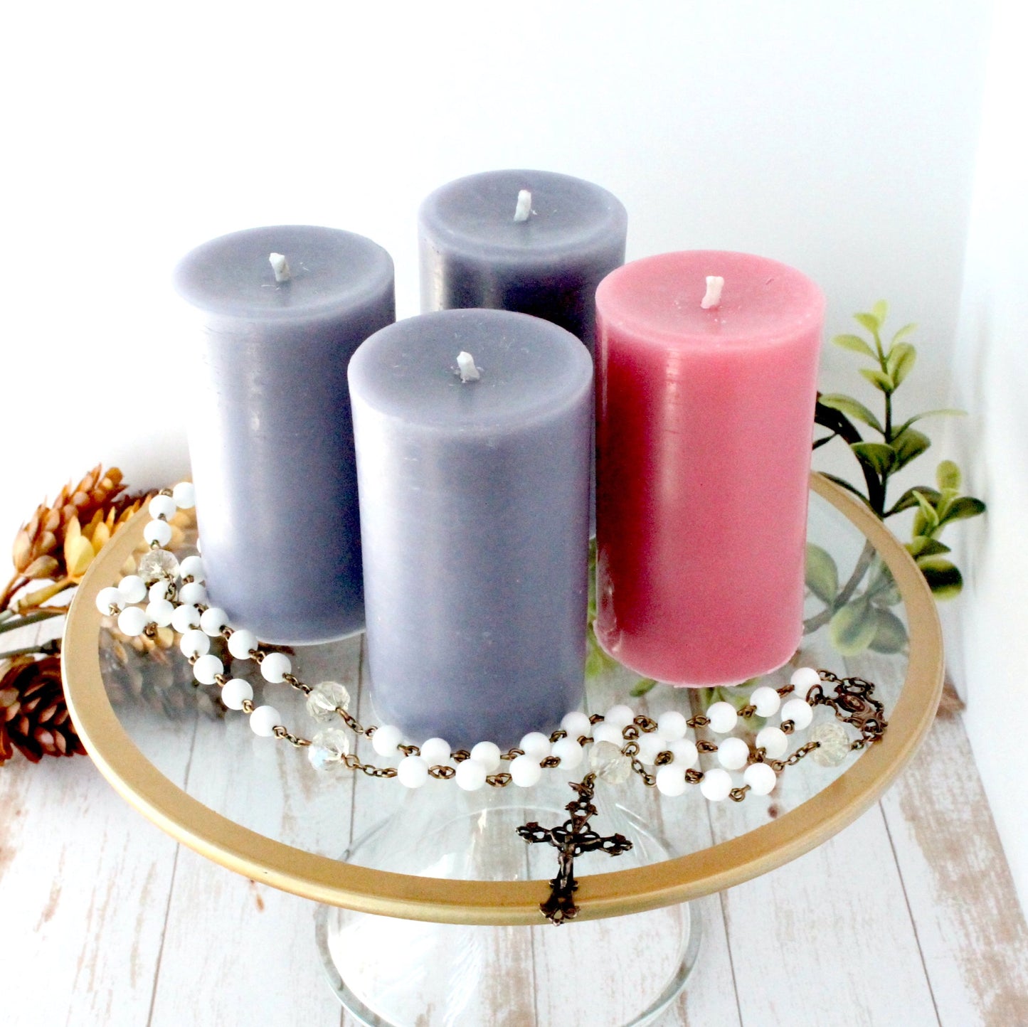 Advent Beeswax Small Pillar Candles