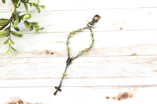 Green Rosary Keychain
