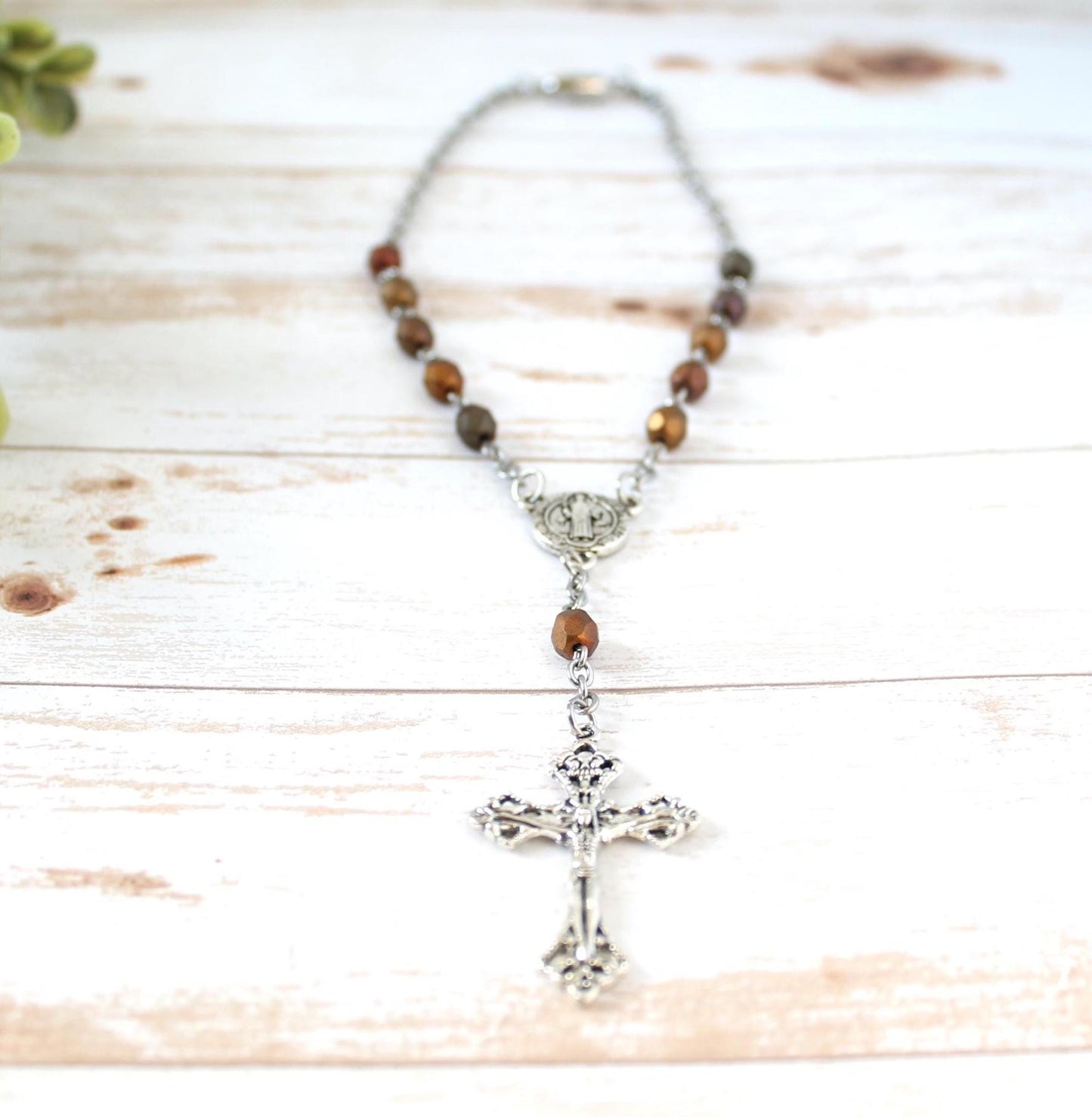 Metallic Glass Bead Magnetic Car Rosary