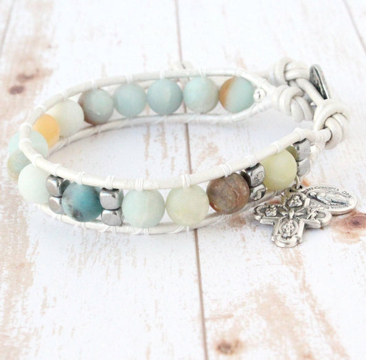 Amazonite Matte Rosary Bracelet