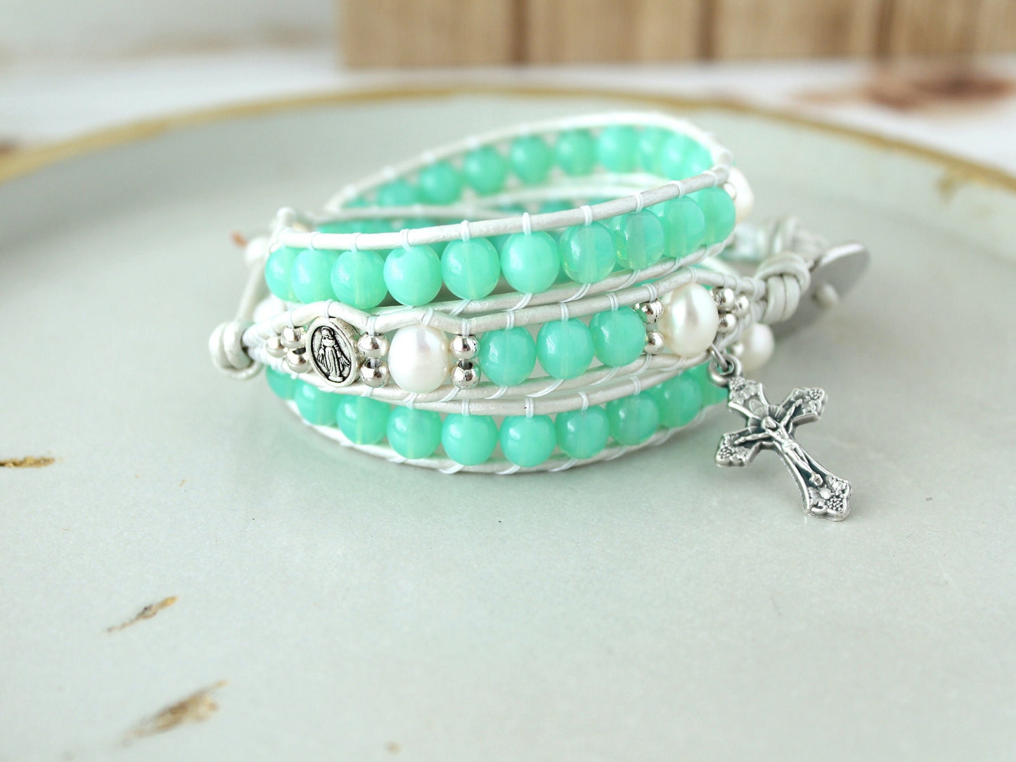 Czech Glass Rosary Wrap Bracelet