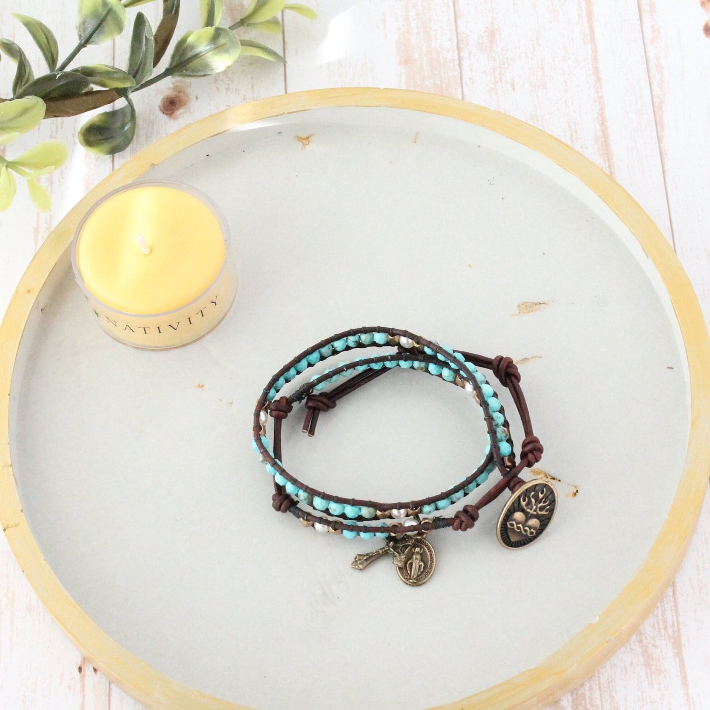 Turquoise Rosary Wrap Bracelet