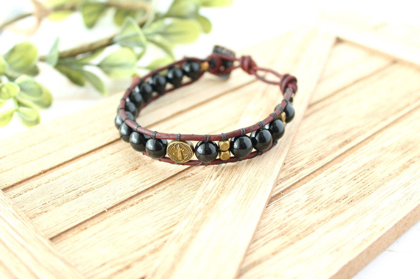 Onyx Gemstone Rosary Bracelet