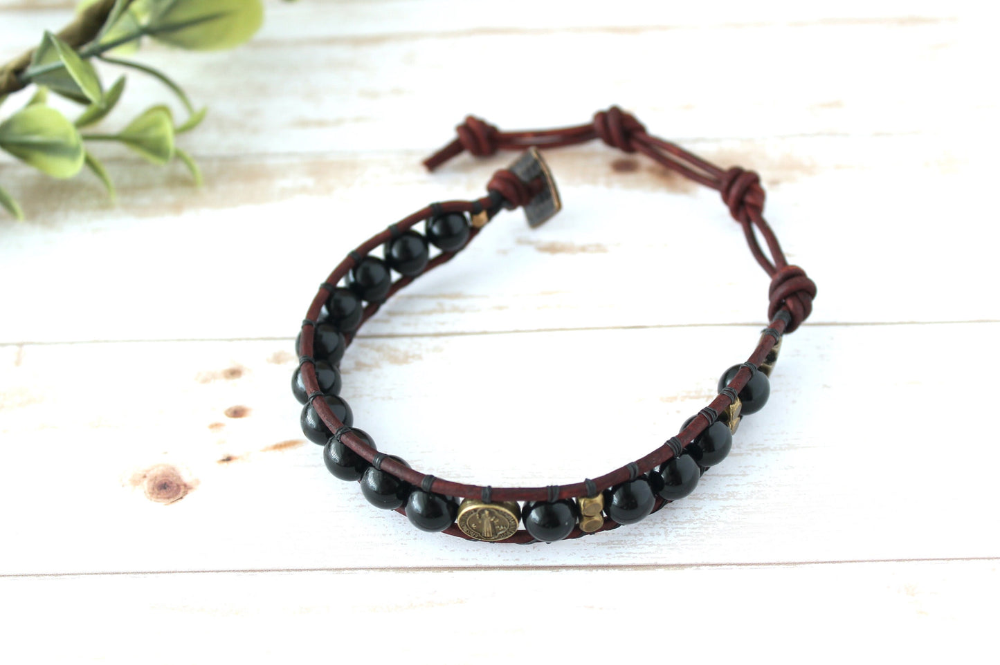 Onyx Gemstone Rosary Bracelet