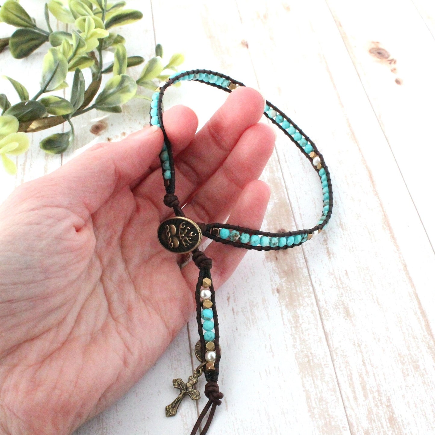 Turquoise Rosary Wrap Bracelet