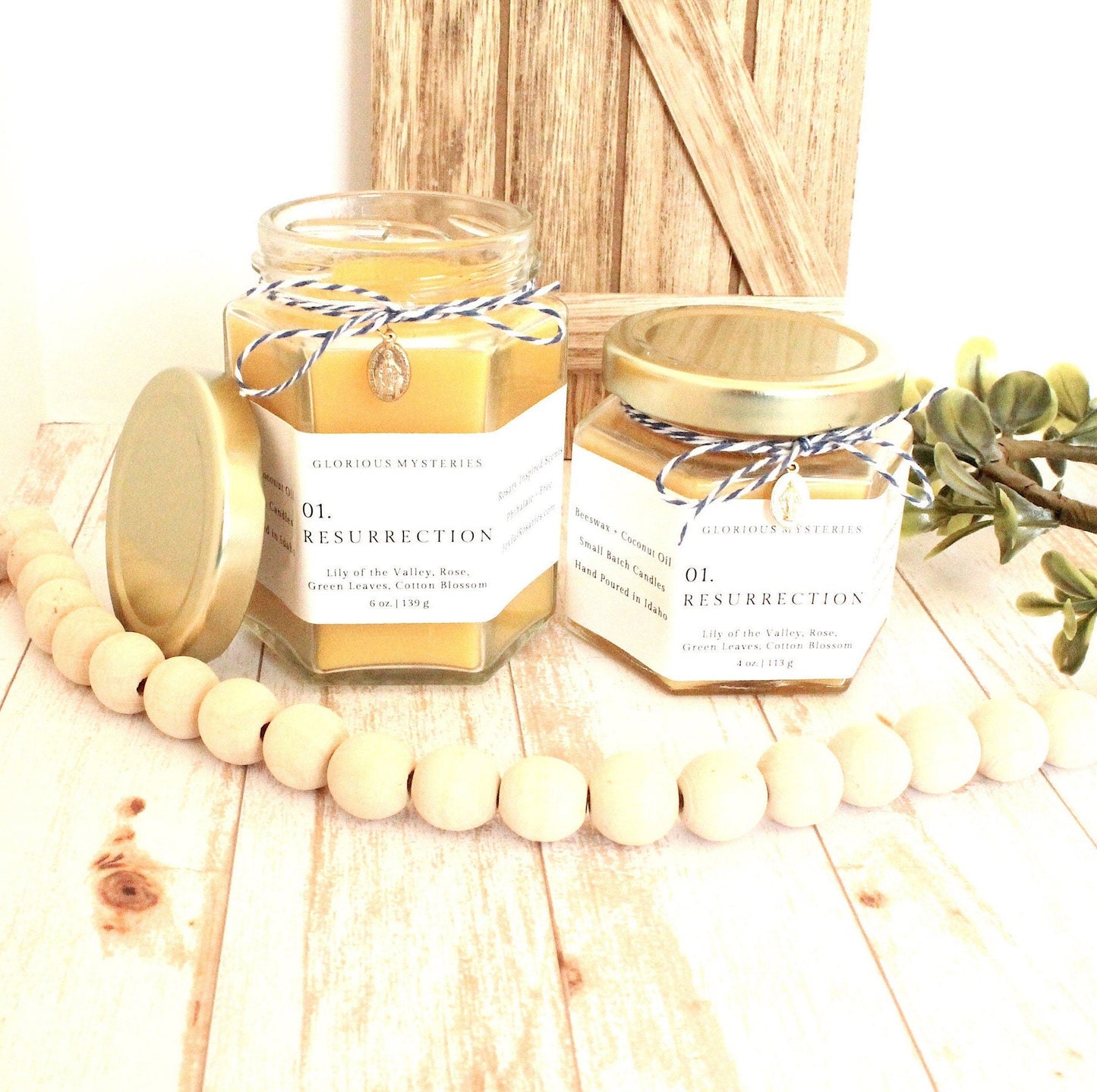 Resurrection of Jesus Rosary Candle