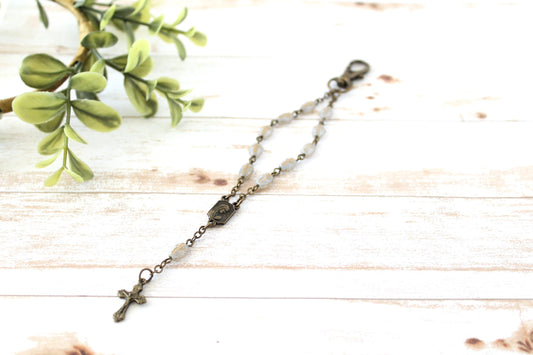 Cross Bead Rosary Keychain