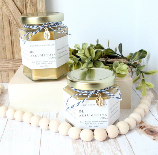 Assumption of Mary Rosary Candle