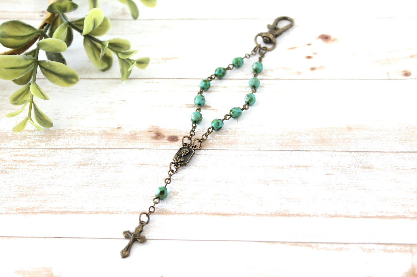 Turquoise Rosary Keychain