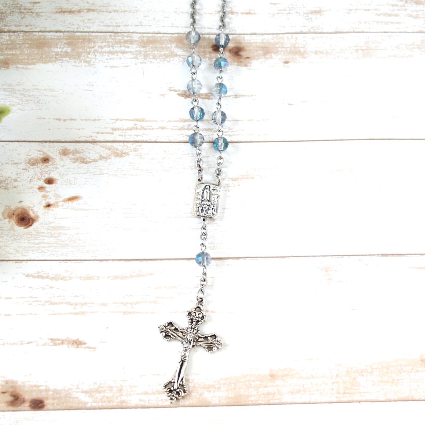 Blue Glass Bead Magnetic Car Rosary