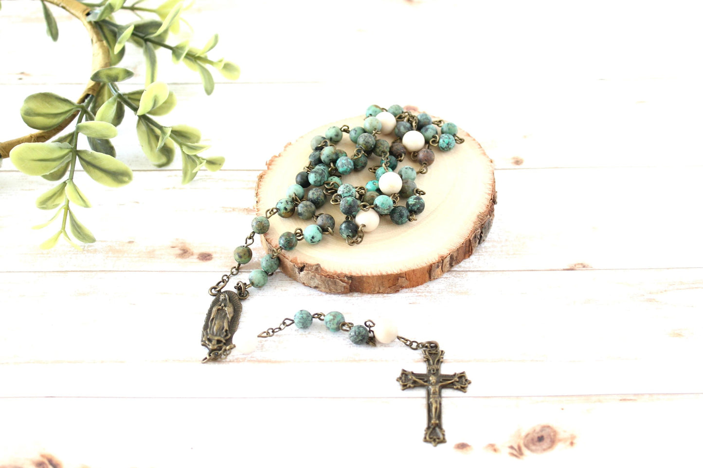 African Turquoise Matte Rosary