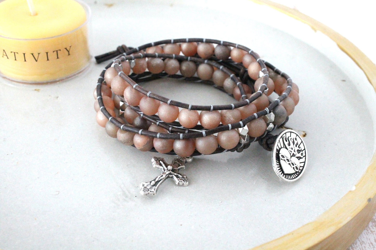 Druzy Agate Rosary Wrap Bracelet