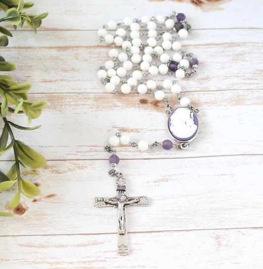 White Shell Bead Rosary