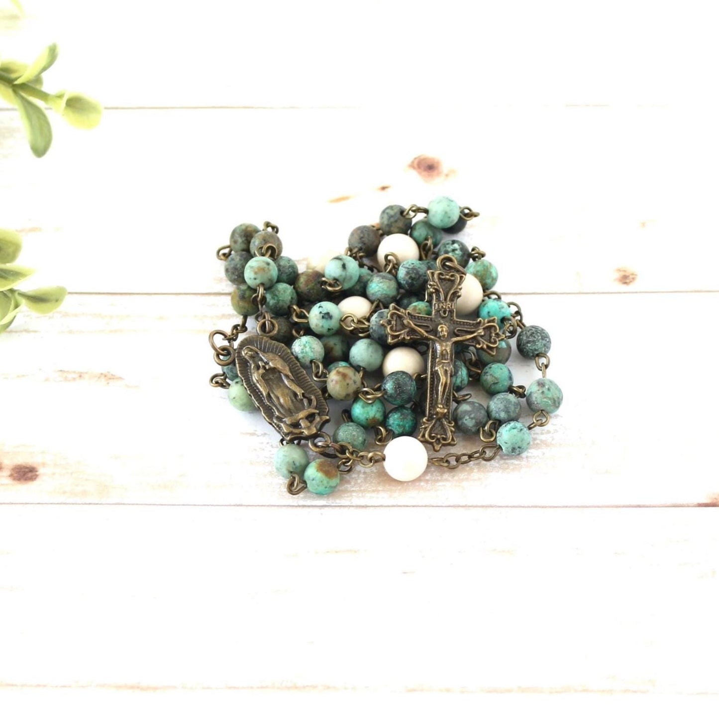 African Turquoise Matte Rosary