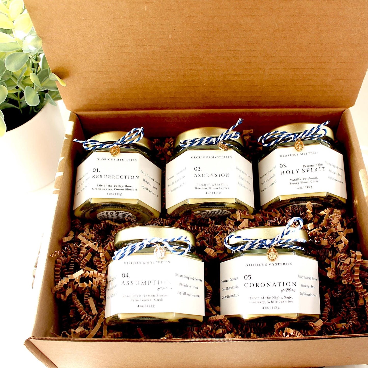 Glorious Mysteries Rosary Candle Gift Set