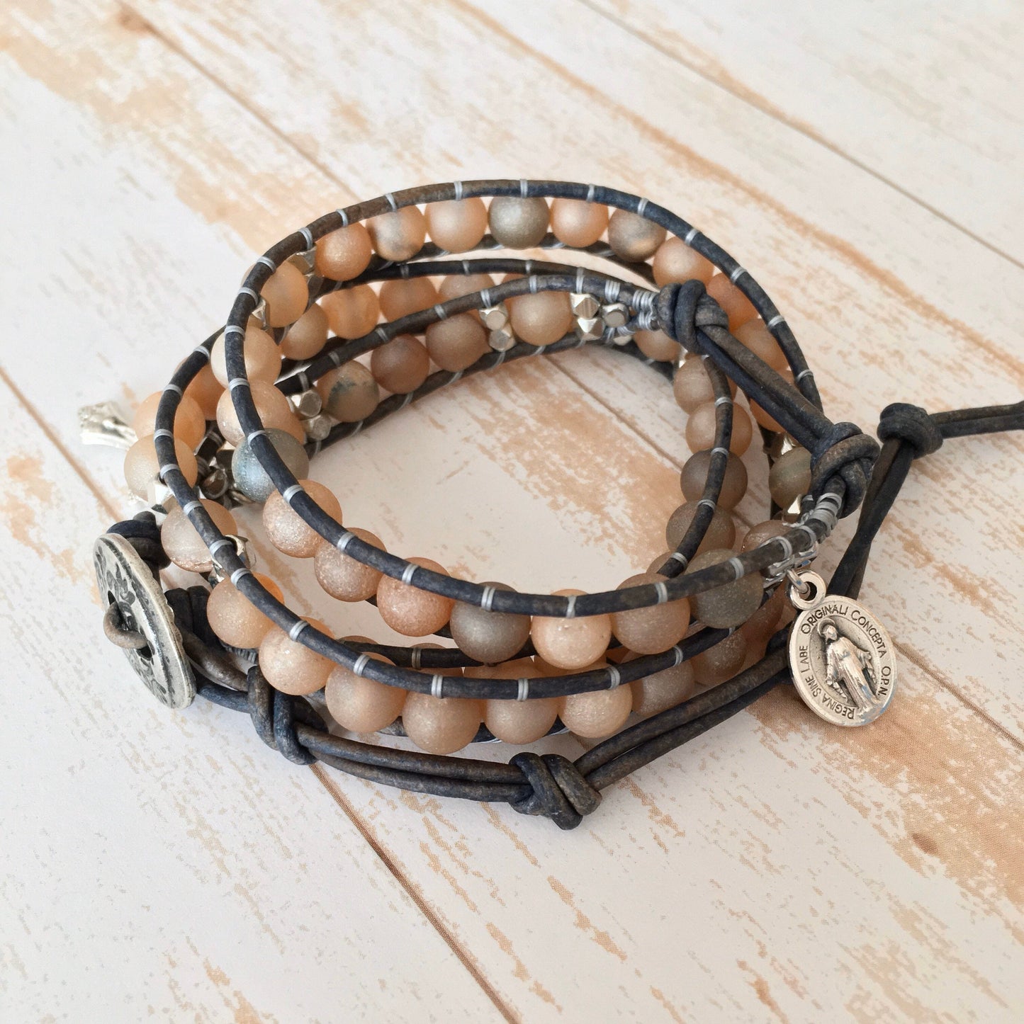 Druzy Agate Rosary Wrap Bracelet