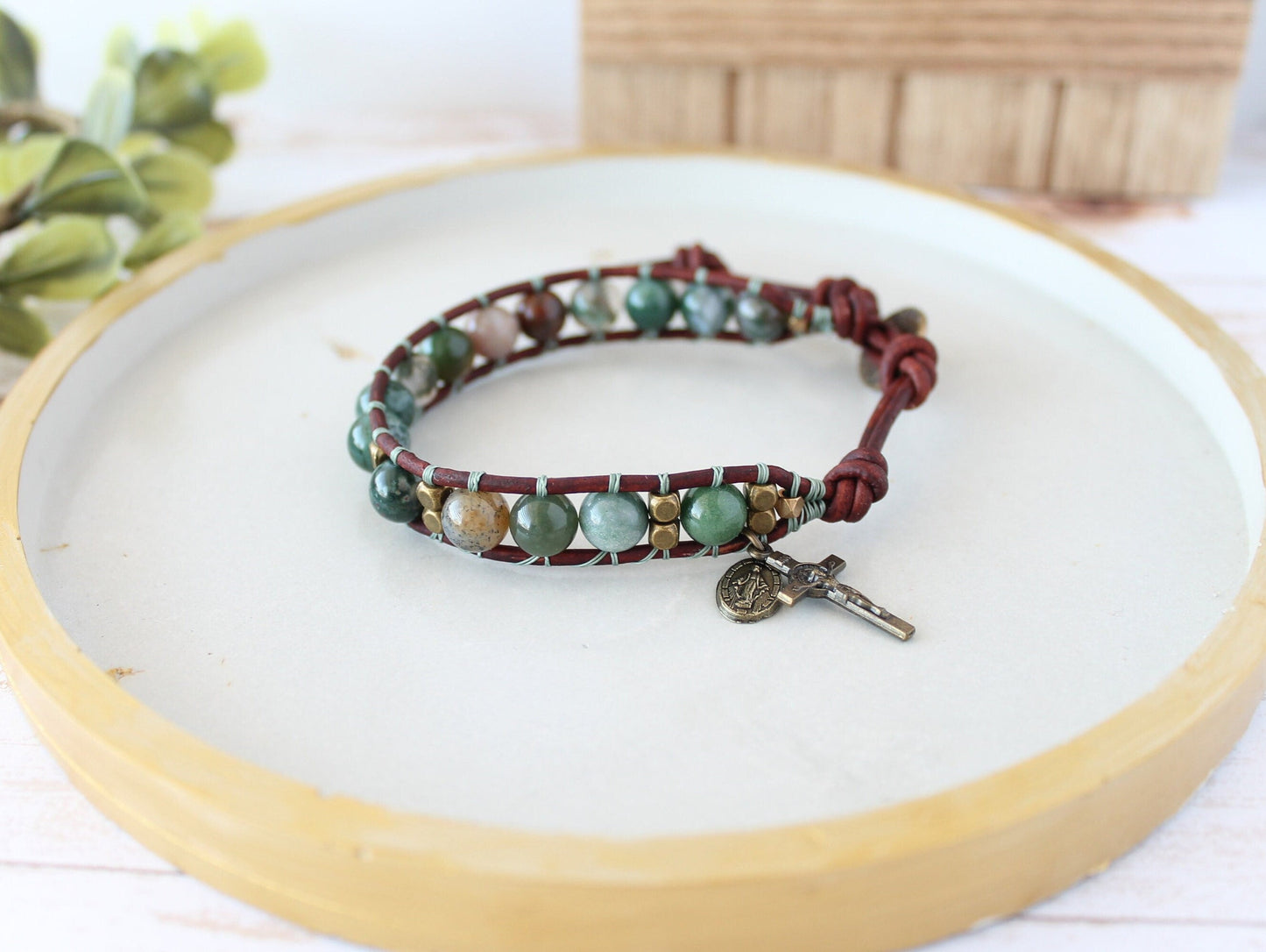 Agate Gemstone Rosary Bracelet