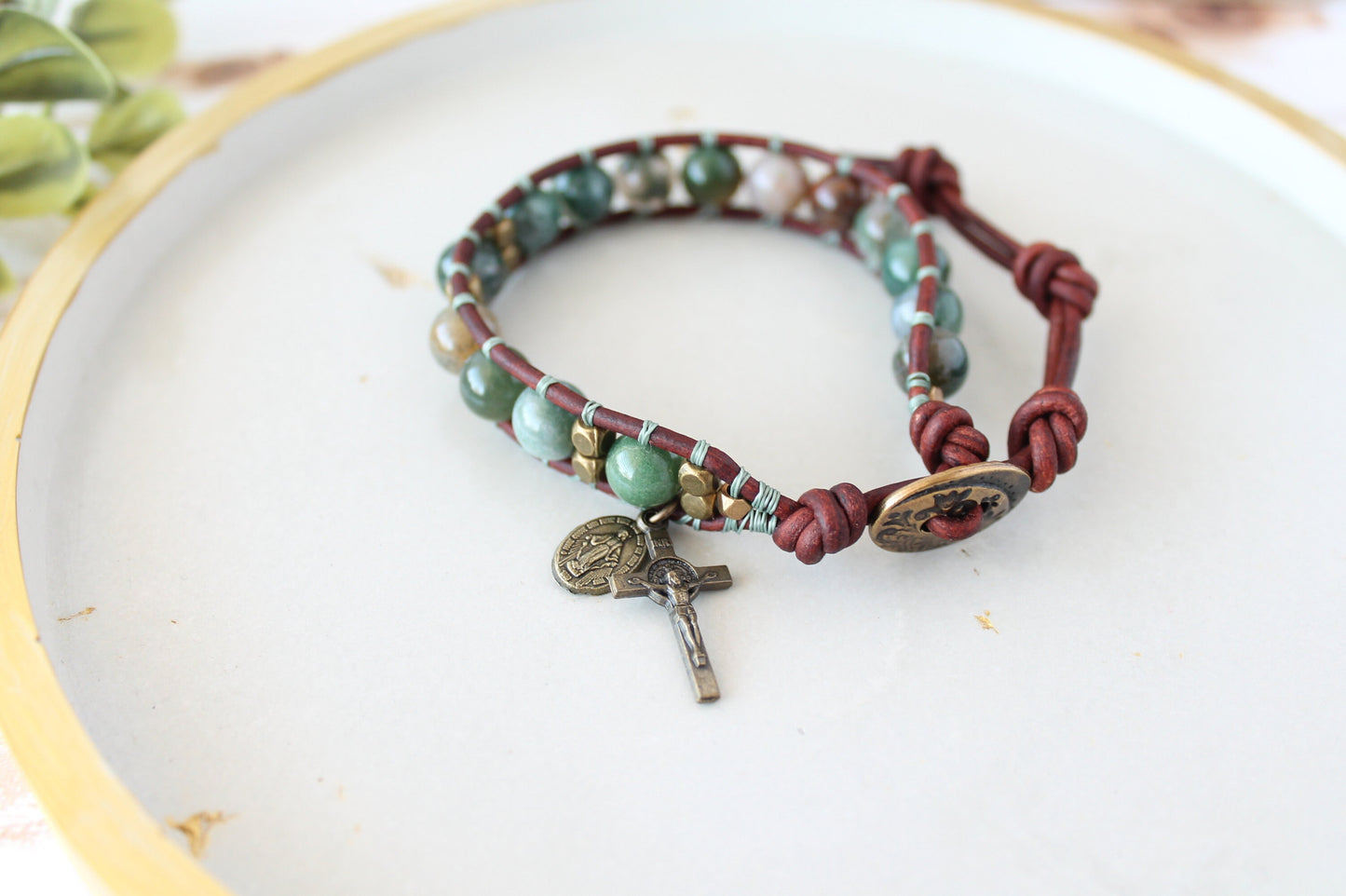 Agate Gemstone Rosary Bracelet