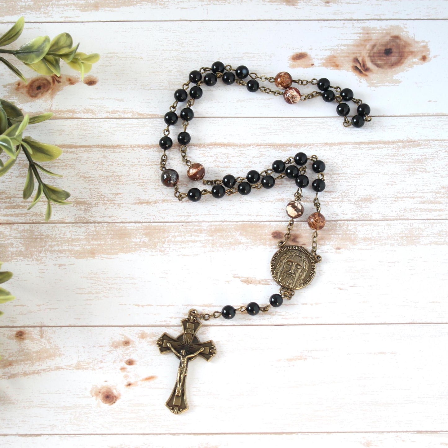 Onyx Gemstone Holy Face of Jesus Chaplet