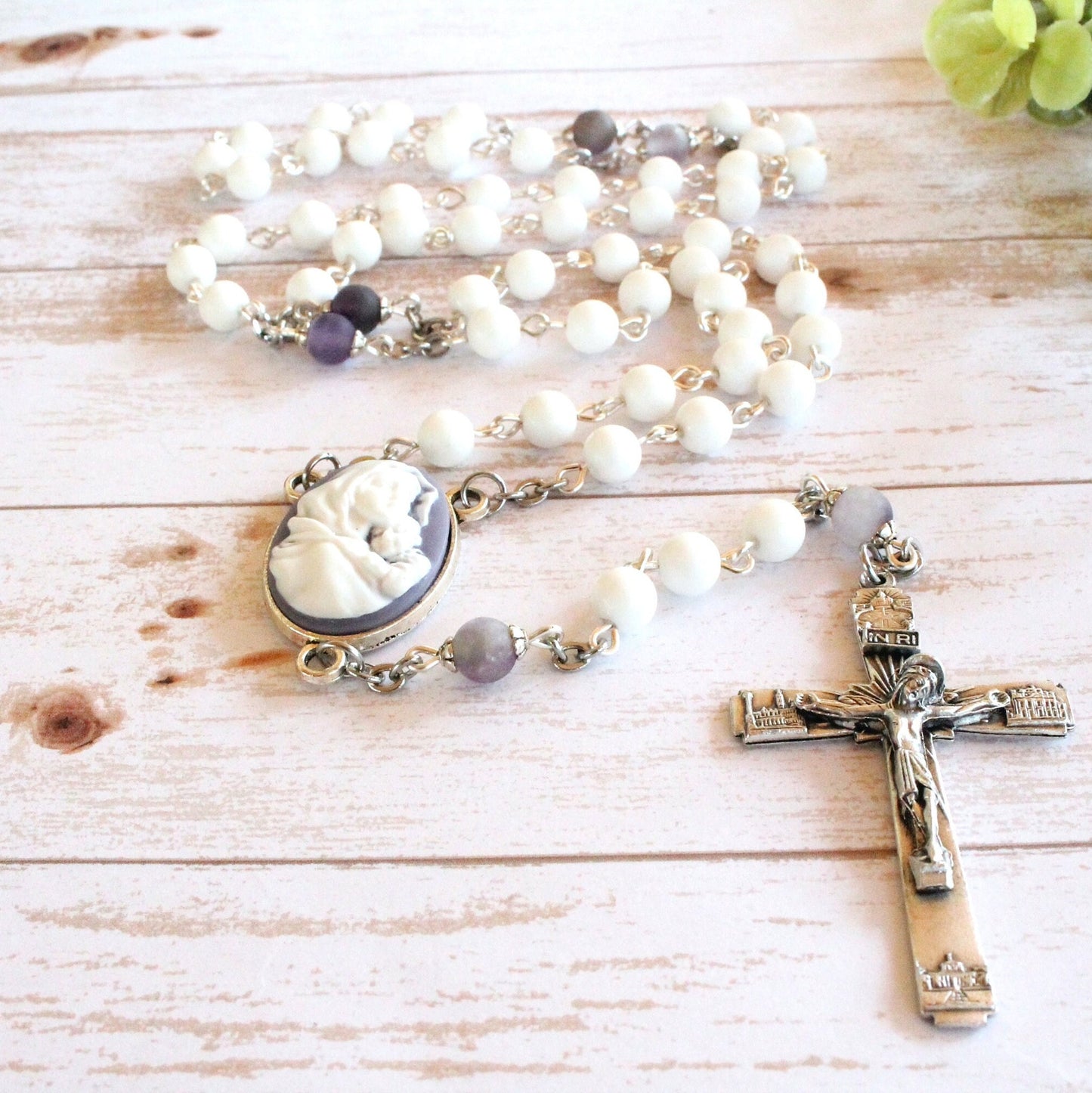 White Shell Bead Rosary