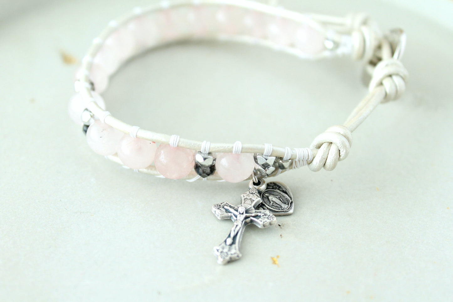 Rose Quartz Rosary Bracelet