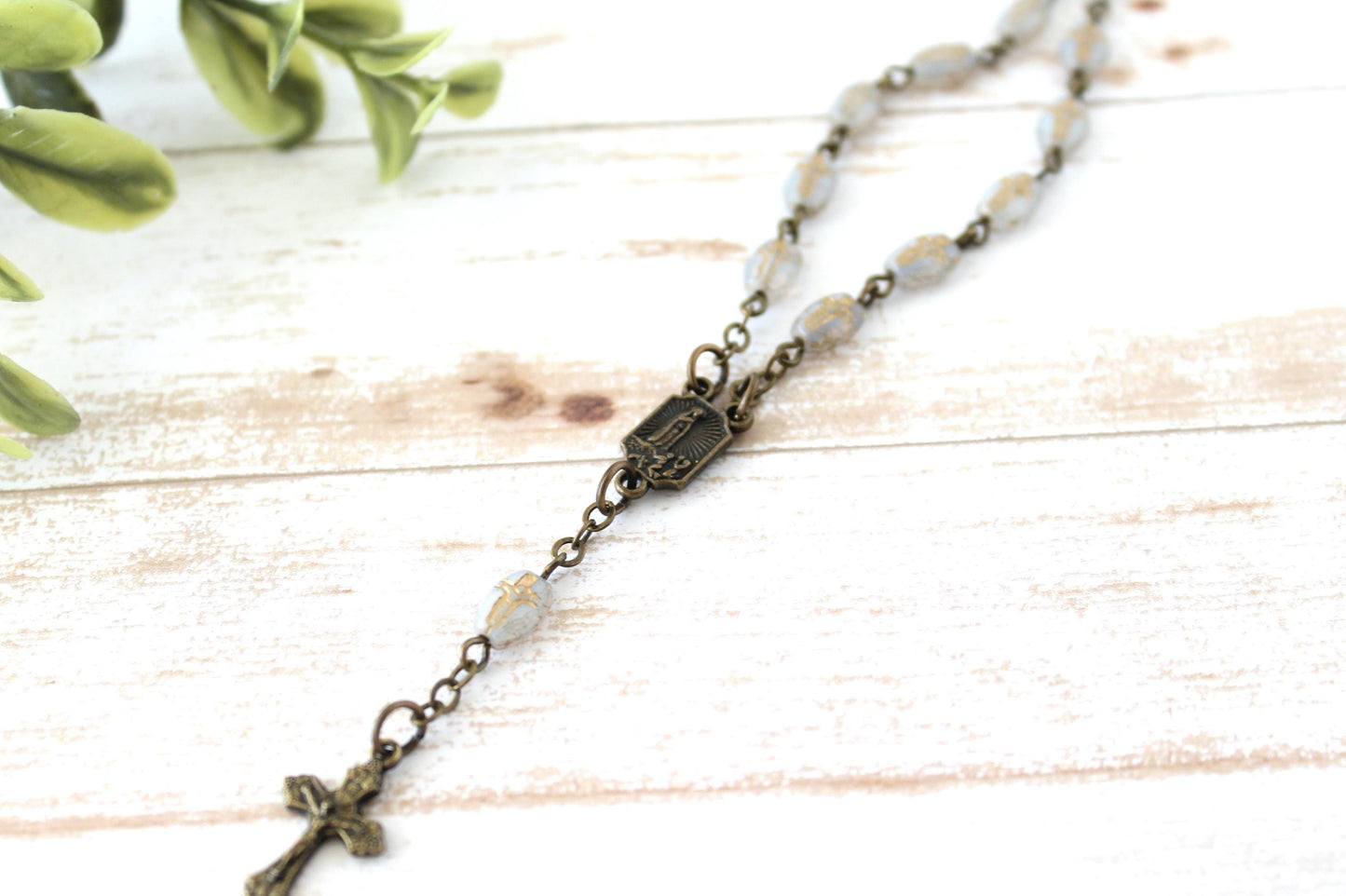 Cross Bead Rosary Keychain