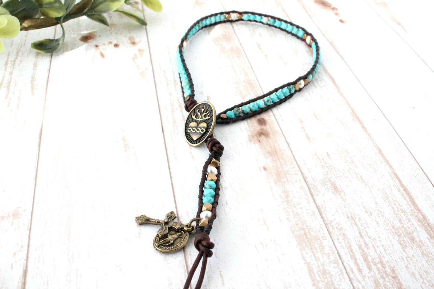 Turquoise Rosary Wrap Bracelet