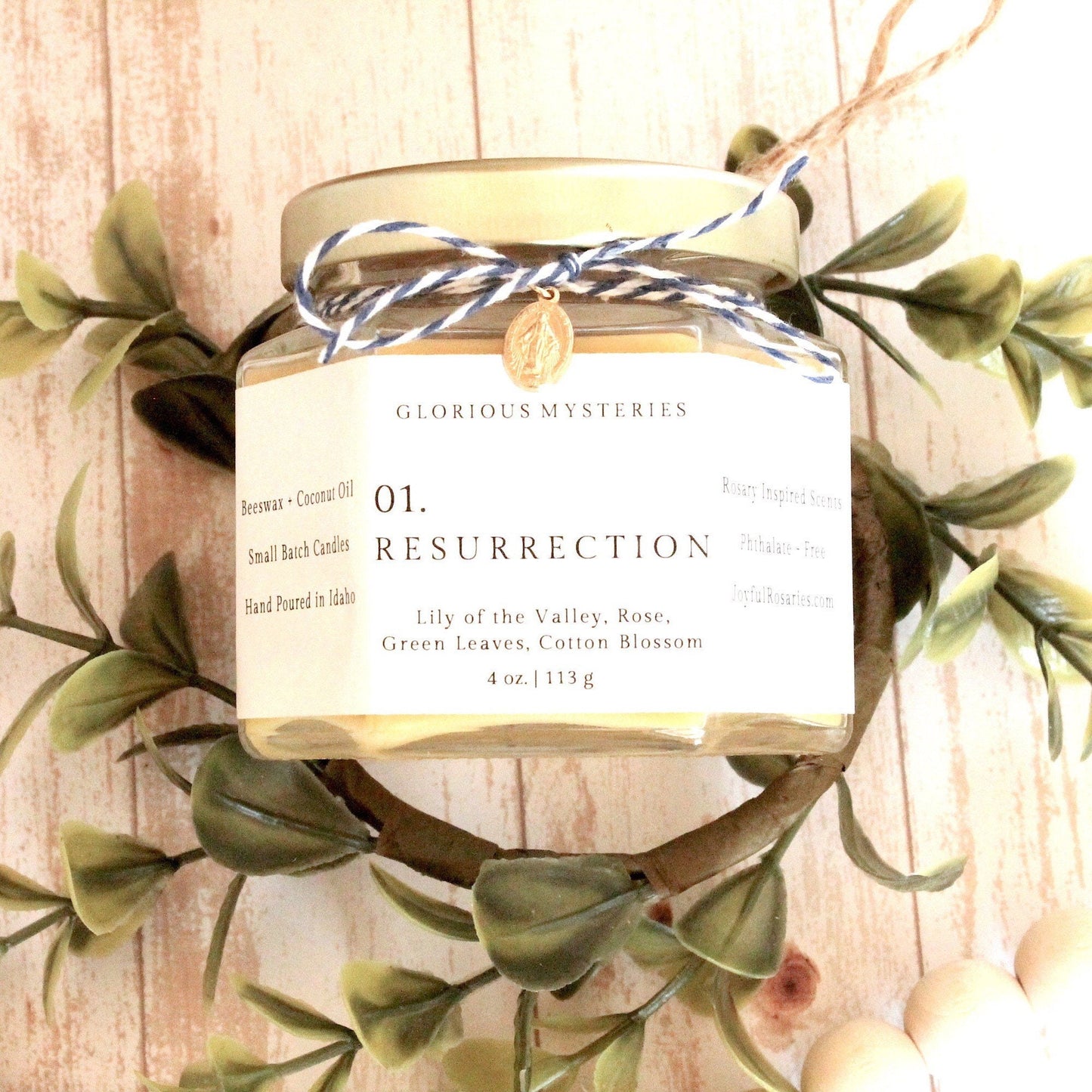 Resurrection of Jesus Rosary Candle