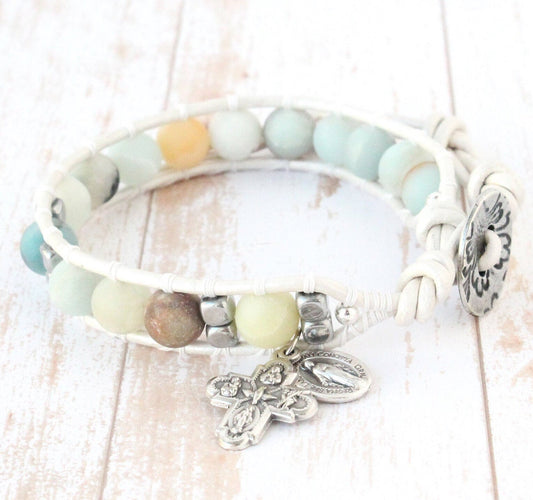 Amazonite Matte Rosary Bracelet