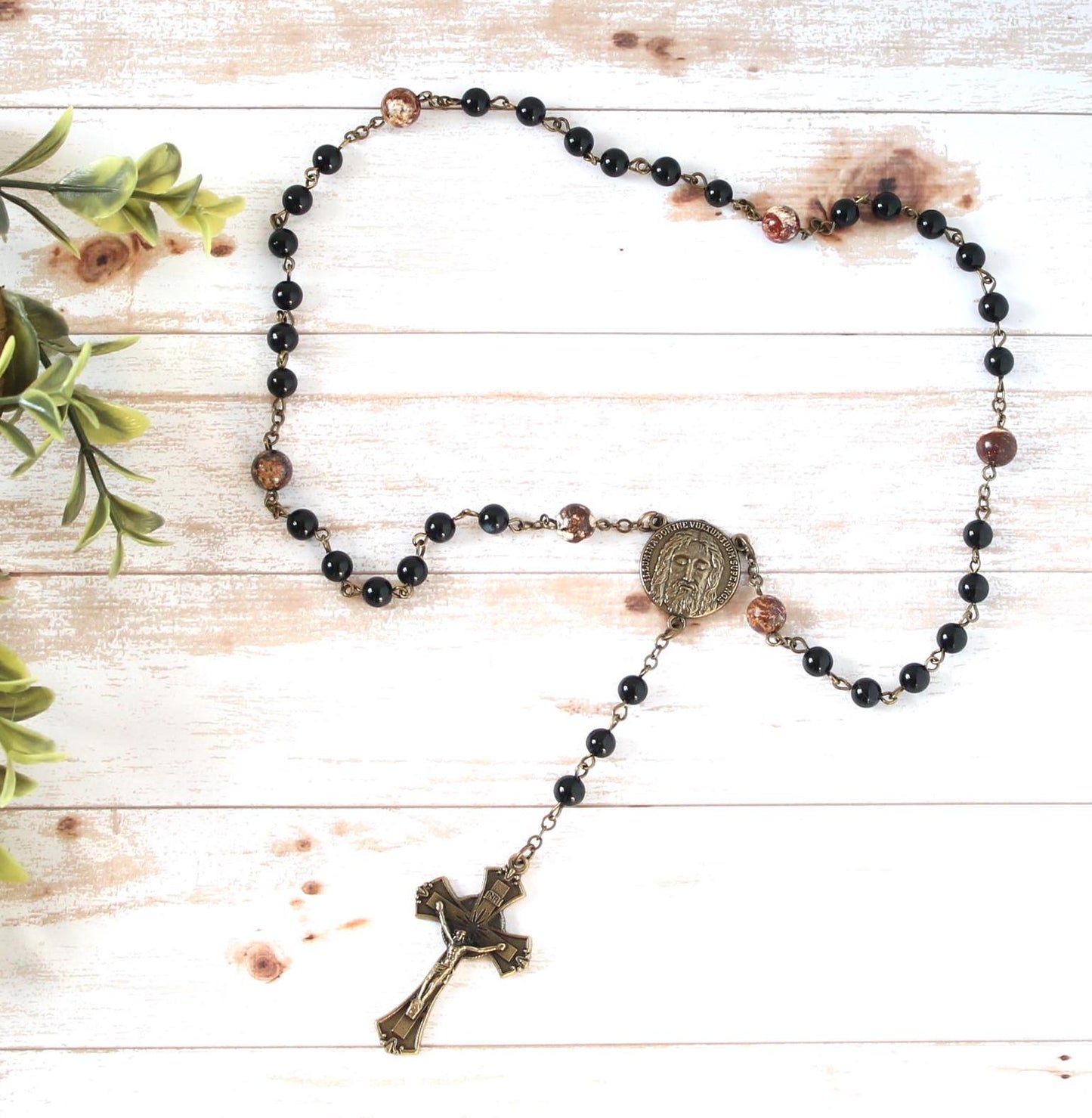 Onyx Gemstone Holy Face of Jesus Chaplet