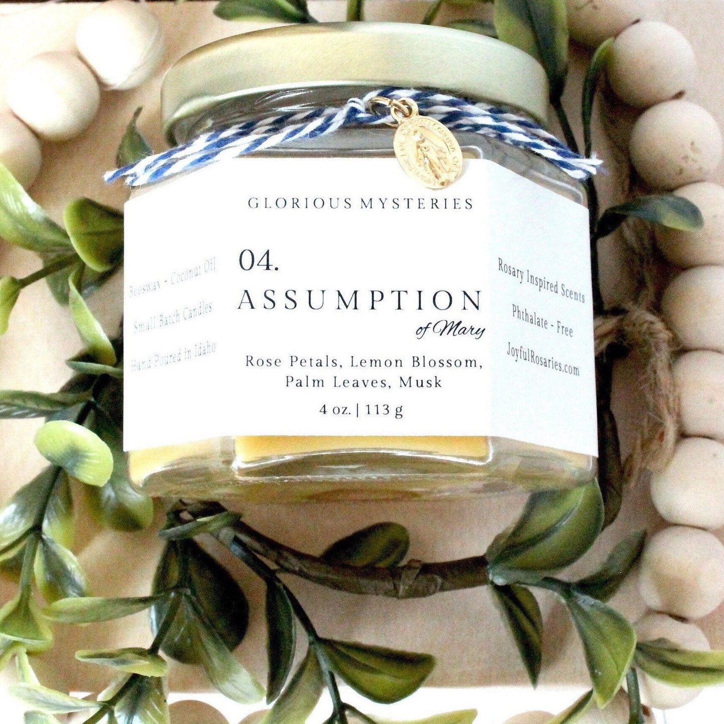 Assumption of Mary Rosary Candle