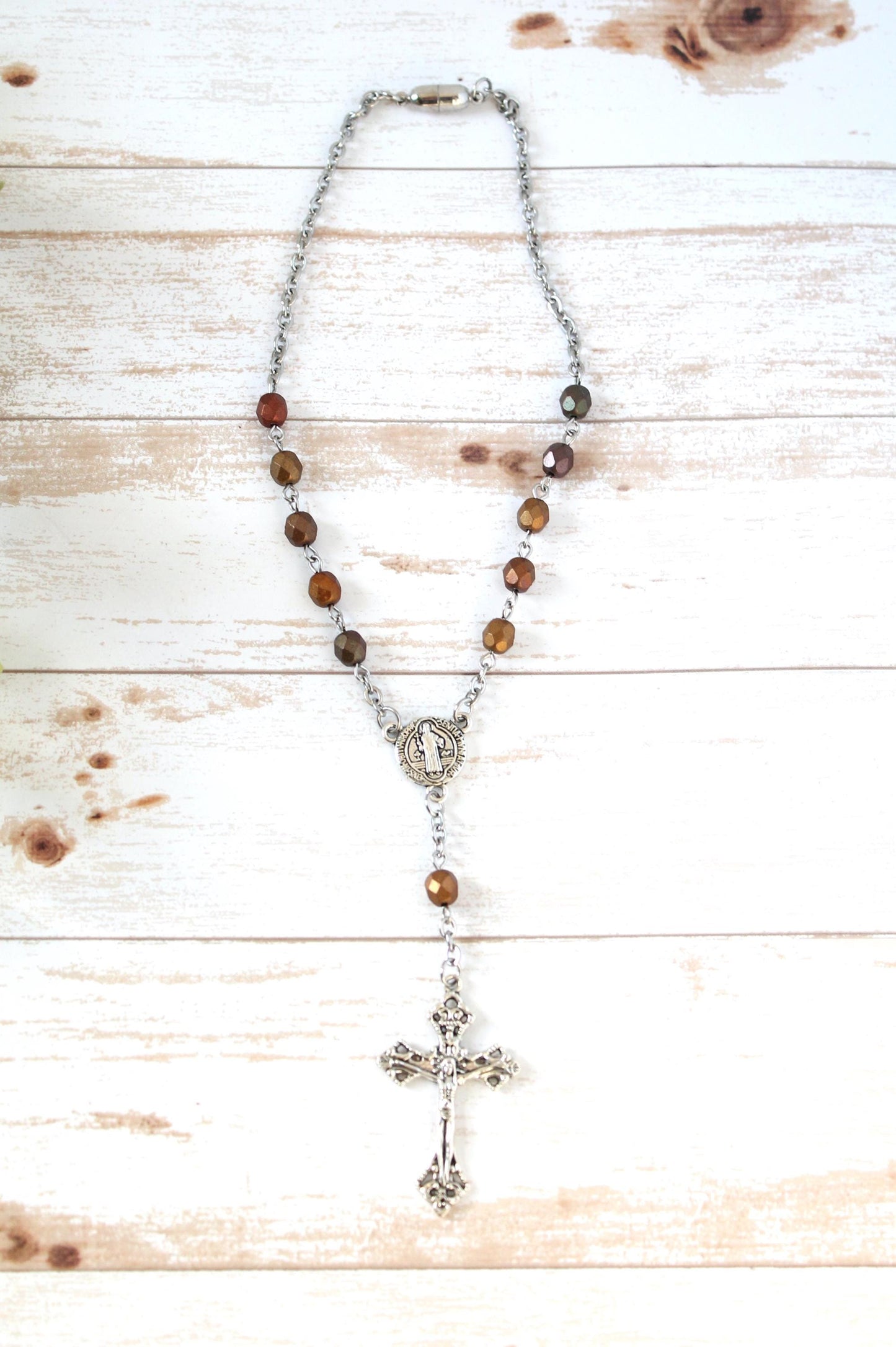 Metallic Glass Bead Magnetic Car Rosary