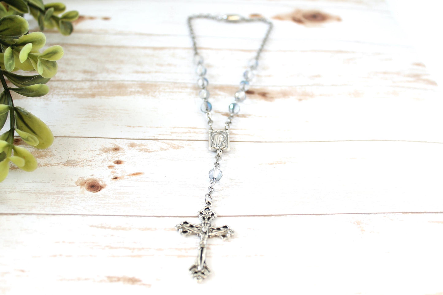 Blue Glass Bead Magnetic Car Rosary