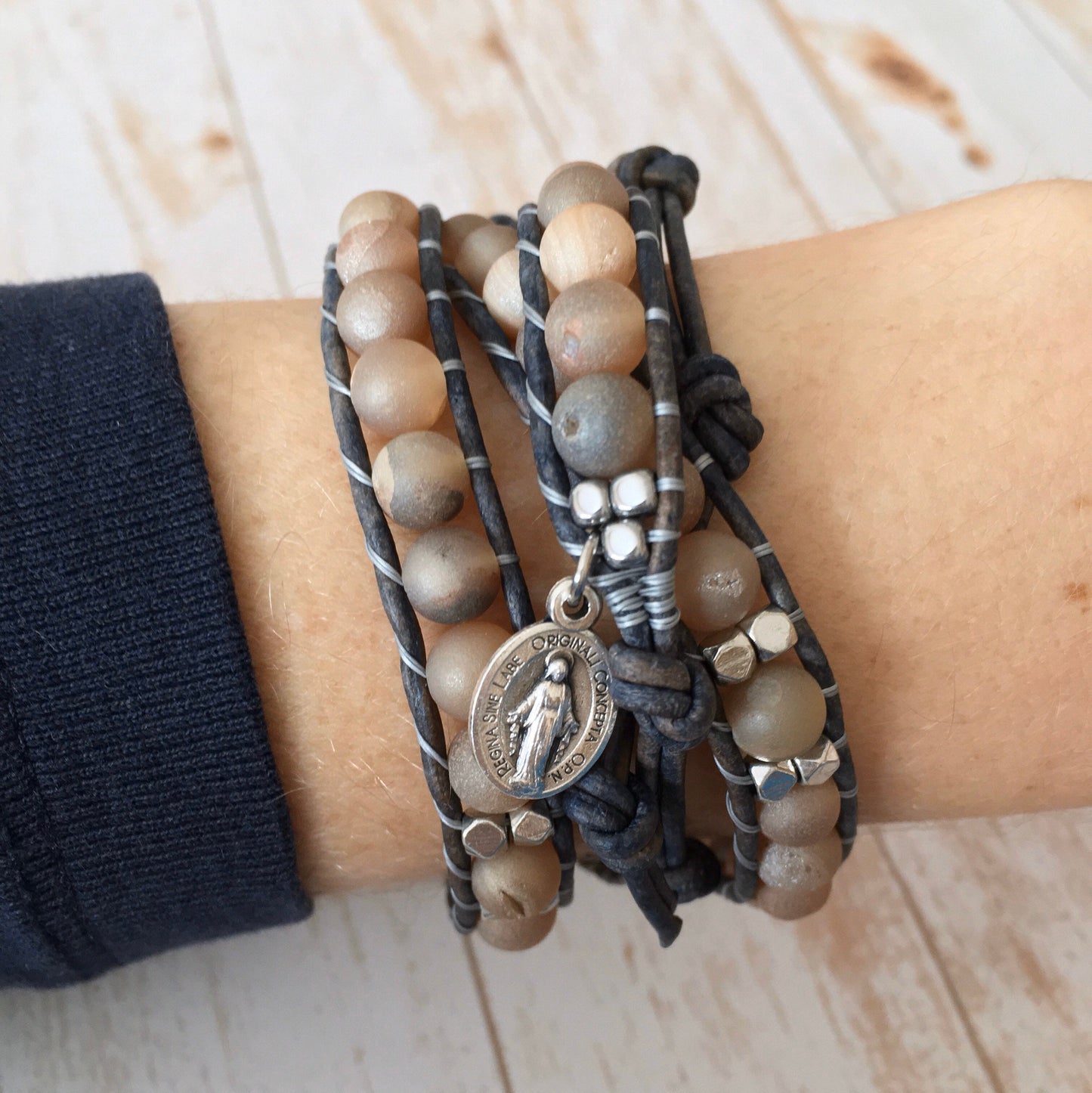 Druzy Agate Rosary Wrap Bracelet