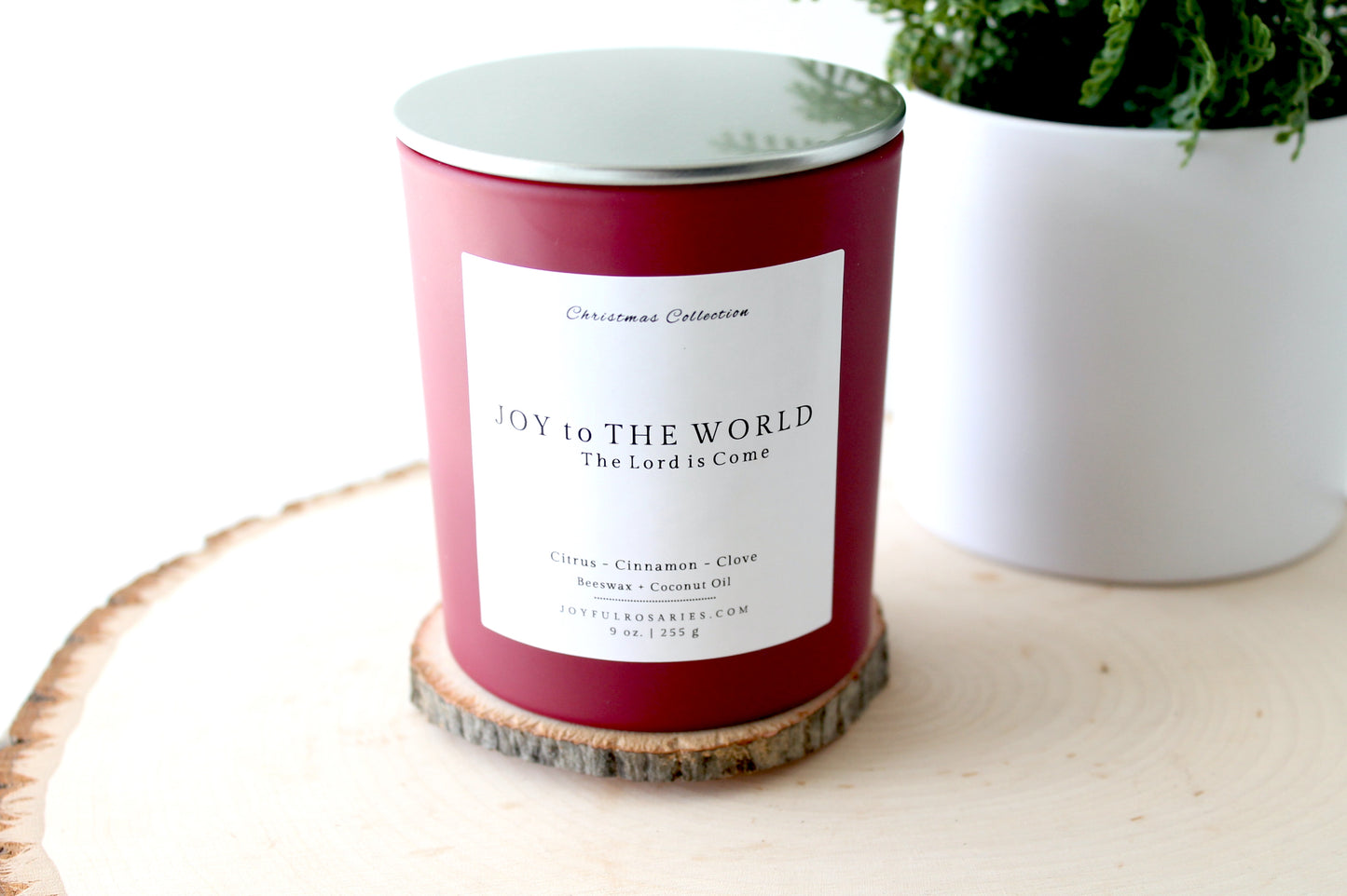 Joy to the World Christmas Beeswax Candle : Citrus & Cinnamon Scented