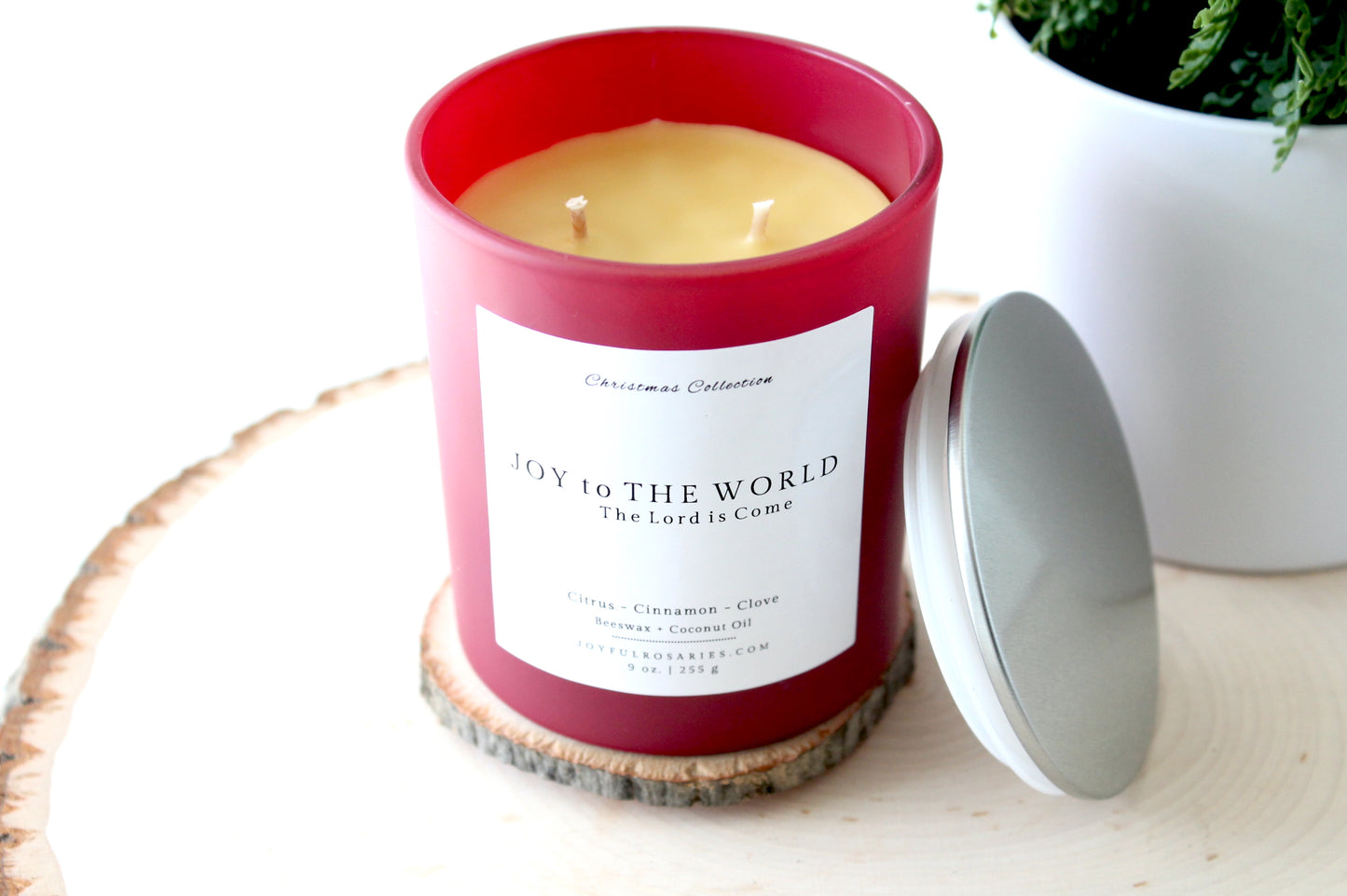 Joy to the World Christmas Beeswax Candle : Citrus & Cinnamon Scented