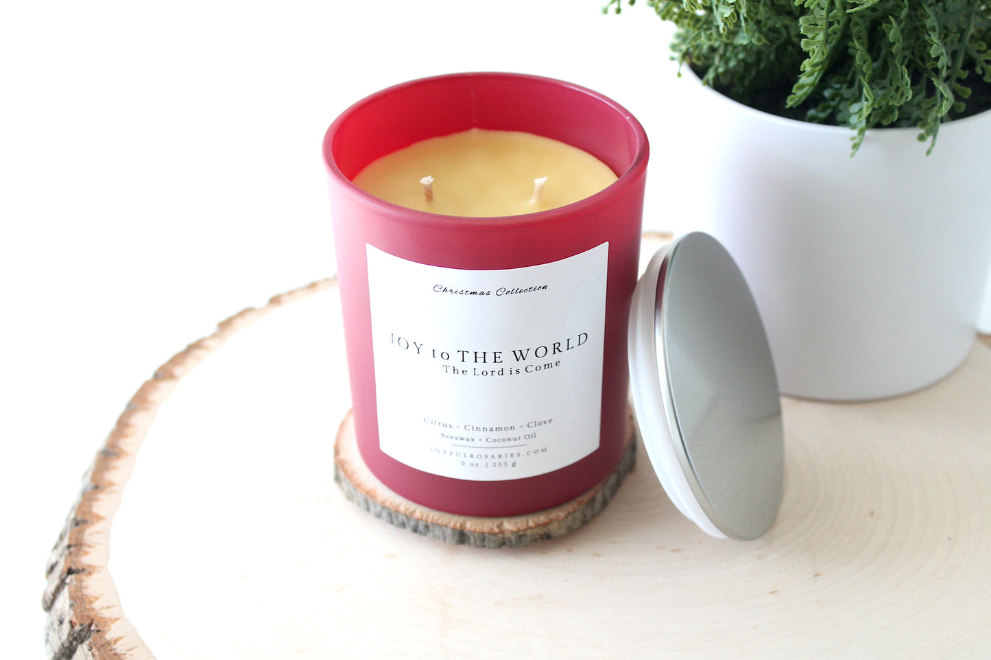 Joy to the World Christmas Beeswax Candle : Citrus & Cinnamon Scented